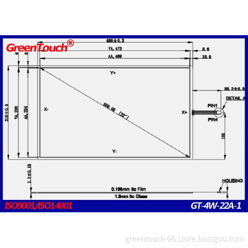 GreenTouch 22 inch 4 wire resistive touch screen for LCD monitor